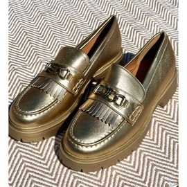 PH2 Mocassins femininos de couro ecológico com decoração dourada Zanita dourado 1