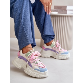Tênis feminino com sola robusta multicolor Nevela bege 1