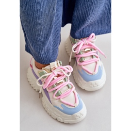 Tênis feminino com sola robusta multicolor Nevela bege 2