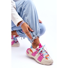 Seastar Calçados esportivos femininos elegantes com cordões, bege e rosa 2