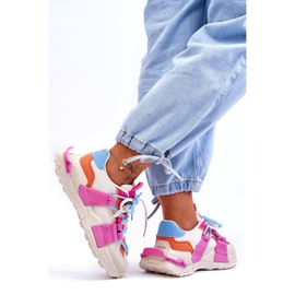 Seastar Calçados esportivos femininos elegantes com cordões, bege e rosa 1