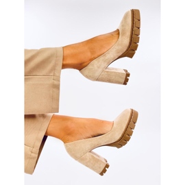 Angela Khaki salto alto e sapatos plataforma bege 1