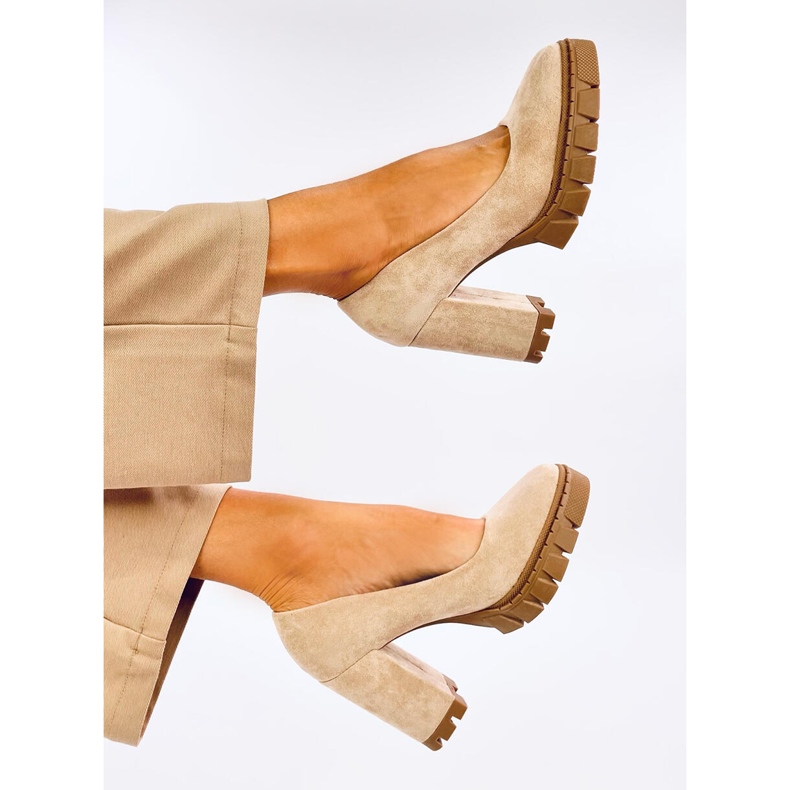 Angela Khaki salto alto e sapatos plataforma bege 1