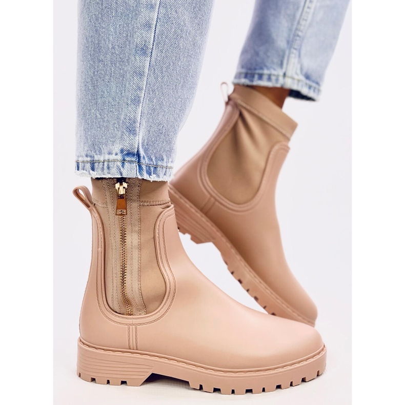Botas Chelsea Femininas Abaixo Bege 1
