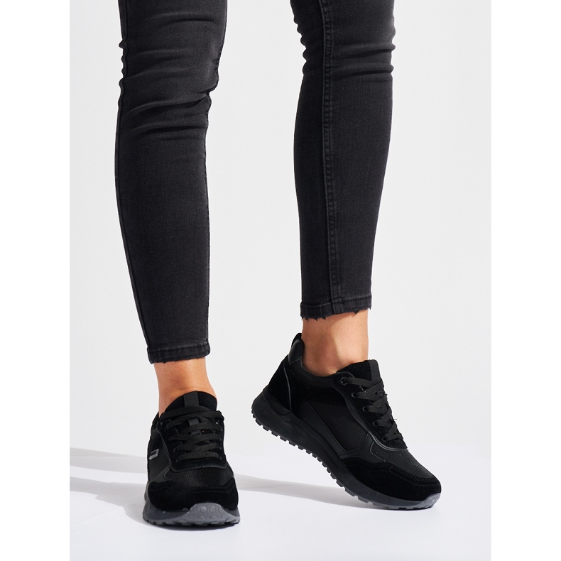 Calçados esportivos femininos negros preto 1