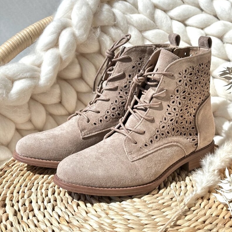 S.barski HY66-136 Botins femininos com estampa, bege claro 1