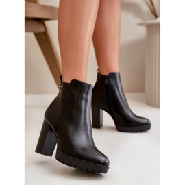 Botas femininas isoladas de salto alto, fechadas com zíper, pretas Bioria preto 2