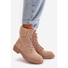 Botas de trabalho isoladas femininas com zíper bege Mivael 1