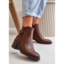 Botas femininas com isolamento de salto alto e fivela, marrom Nevillira marrom 2
