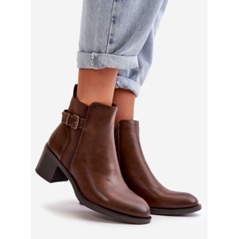Botas femininas com isolamento de salto alto e fivela, marrom Nevillira marrom 1