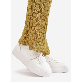 Tênis feminino plataforma com cadarço decorativo, branco Mistra 1