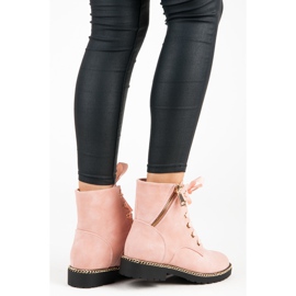 Vices New Collection Botins de camurça com fita rosa 1