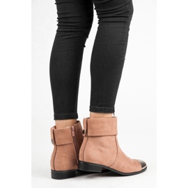 Ideal Shoes Botins de camurça com zíper rosa 1 Ideal Shoes Botins de camurça com zíper rosa 1