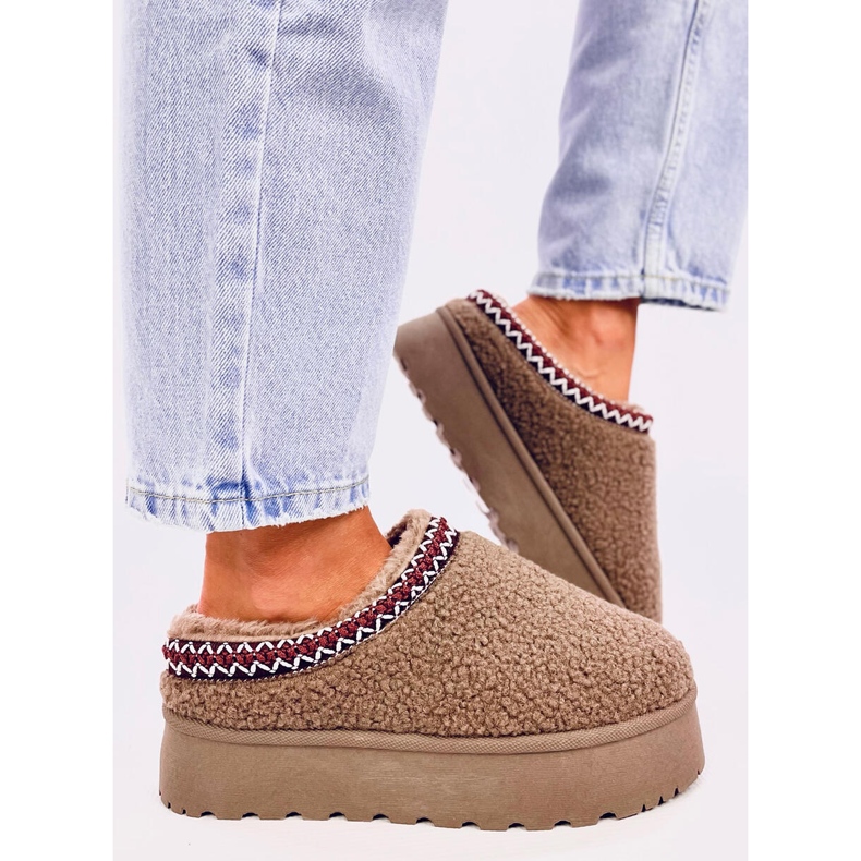 Botas curtas de neve com Lamb Khaki castanho 1 Botas curtas de neve com Lamb Khaki castanho 1