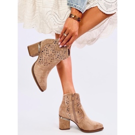 Botins de salto alto com aberturas Donovan Khaki bege 2