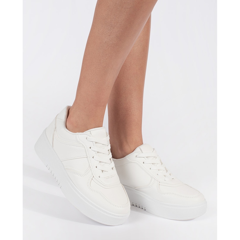 Calçado desportivo plataforma feminino branco 1