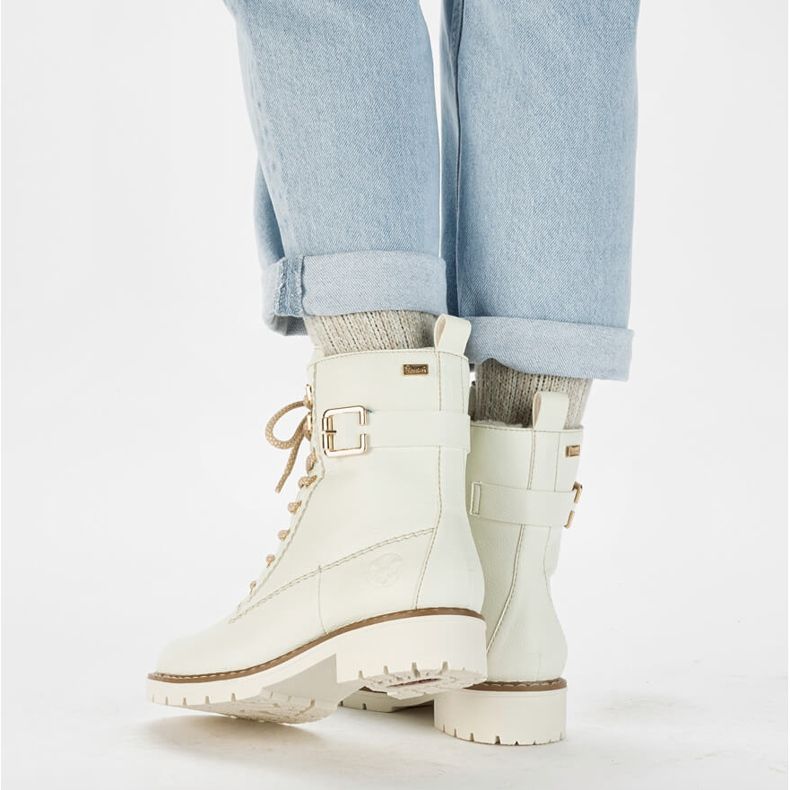 Botas de trabalho brancas femininas impermeáveis ​​Rieker Y9126-80 branco 1