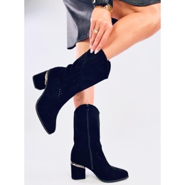 Lange Botas pretas de salto alto com aberturas preto 1