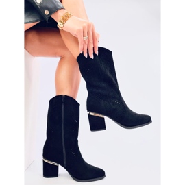 Lange Botas pretas de salto alto com aberturas preto 2