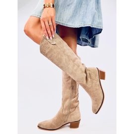 Botas de cowboy de camurça cáqui Torez castanho 1