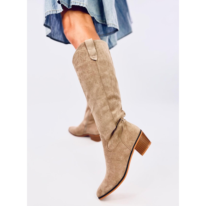 Botas de cowboy de camurça cáqui Torez marrom 2
