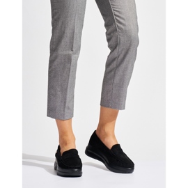 Mocassins de camurça preta em plataforma grossa preto 1