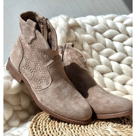 Botas femininas abertas com salto plano bege S.Barski HY66-151 2