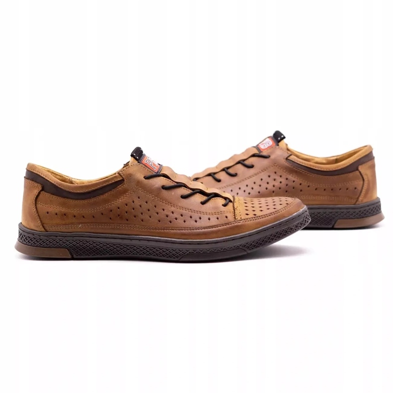 Polbut Sapatos masculinos de couro K22P camelo marrom 2