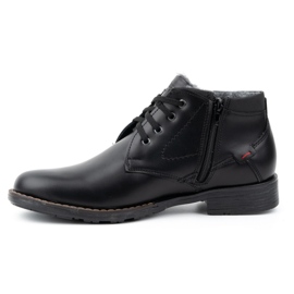Polbut Sapatos masculinos de couro de inverno C16S pretos com preto 1