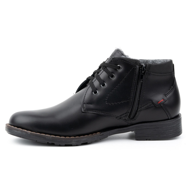 Polbut Sapatos masculinos de couro de inverno C16S pretos com preto 1