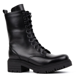 Olivier Botas altas femininas de couro 1064 pretas preto 1