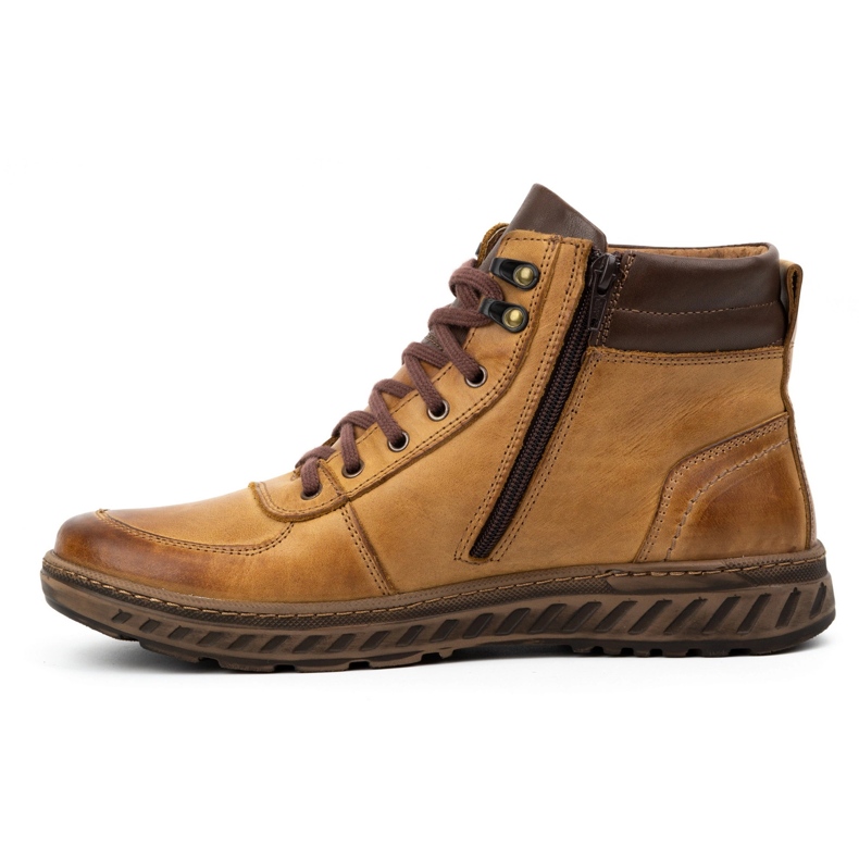 Olivier Sapatos masculinos de inverno, botas de couro, 950MP, vermelho marrom 1