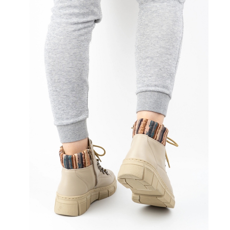 WASAK Botins femininos de couro de inverno 0698W, bege 2