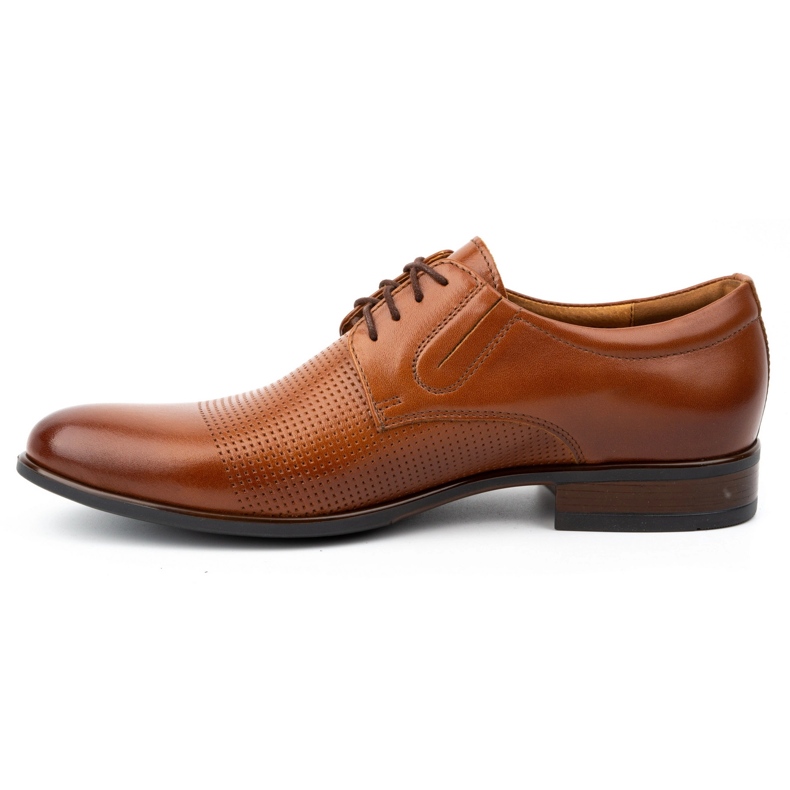 Kampol Sapatos formais masculinos de couro 324KAM castanhos marrom 1