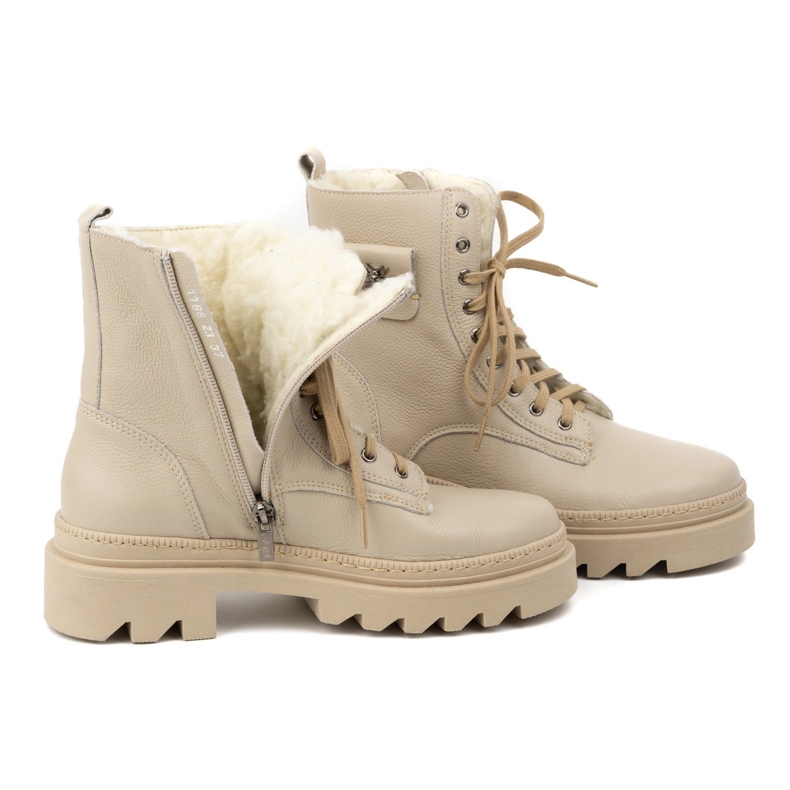 Olivier Botas femininas de inverno em couro com isolamento 1186, bege 1