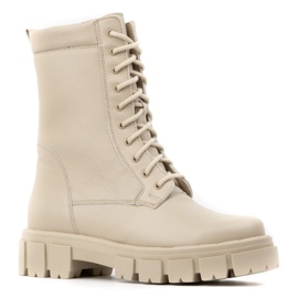 WASAK Botins femininos de couro com alto isolamento e renda, inverno 0709W bege 1 WASAK Botins femininos de couro com alto isolamento e renda, inverno 0709W bege 1