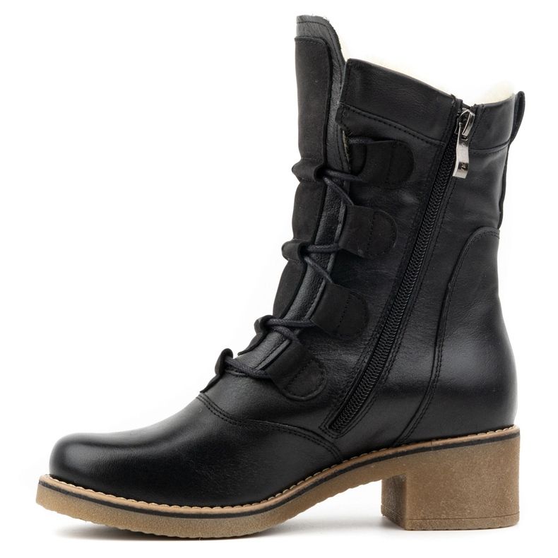 Olivier Botas femininas elegantes de couro com isolamento de lã 317BB, pretas preto 1