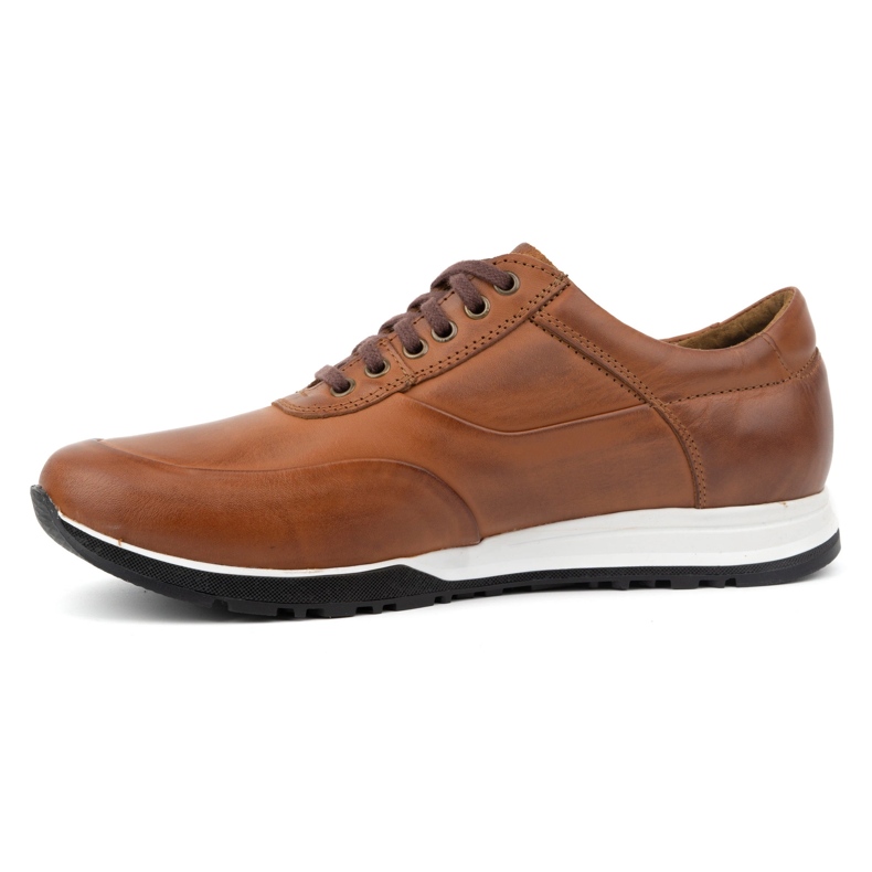 Olivier Sapatos casuais esportivos de couro masculino 902KNT Axe marrom 1
