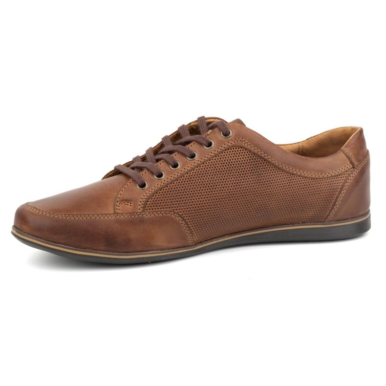 Olivier Sapatos casuais masculinos de couro 410KNT marrom castanho 1