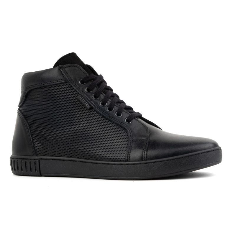Olivier Sapatos masculinos de couro, botas Chelsea, tênis de cano alto, 427KNT, preto 1