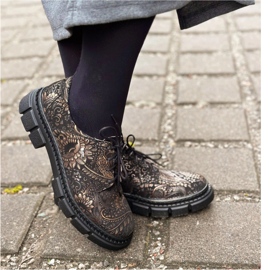 Olivier Sapatos femininos de couro com sola grossa, flores, PLN 1.134 multicolorido 2