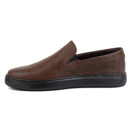Sapatos masculinos em couro natural POLBUT 2124P, marrom 1
