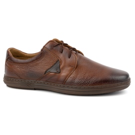 Olivier Sapatos masculinos de couro curtos com cadarço 7061DT castanho 1
