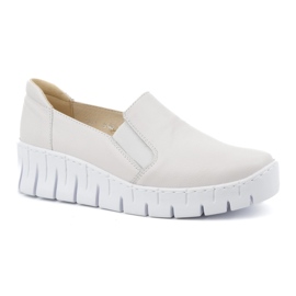 WASAK Sapatos femininos de couro, sapatos slip-on 0721W, branco 1