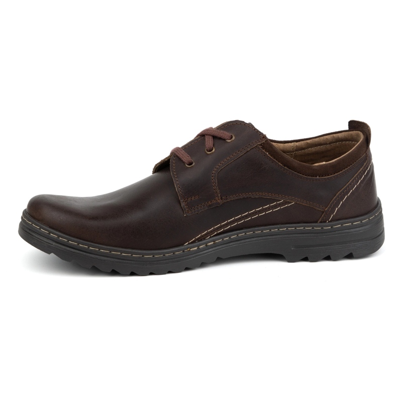 Olivier Sapatos casuais masculinos de couro com cadarço 309GT marrom 1