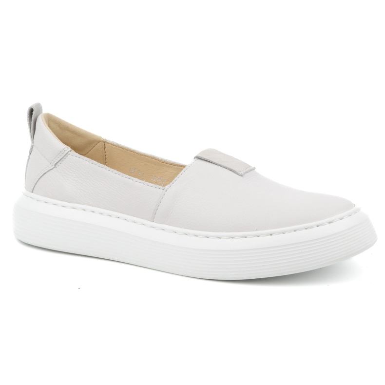 WASAK Sapatos femininos de couro, sapatos slip-on 0711W, branco 1