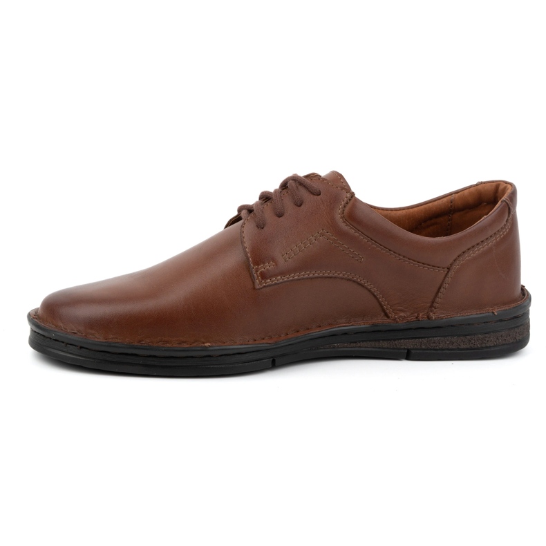 Olivier Sapatos clássicos masculinos casuais de couro com cordões 925A castanho 1