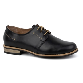 WASAK Sapatos femininos de couro com atacadores 0393W, pretos 1