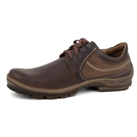 Olivier Sapatos casuais masculinos de couro com cadarço 307GT marrom castanho 1