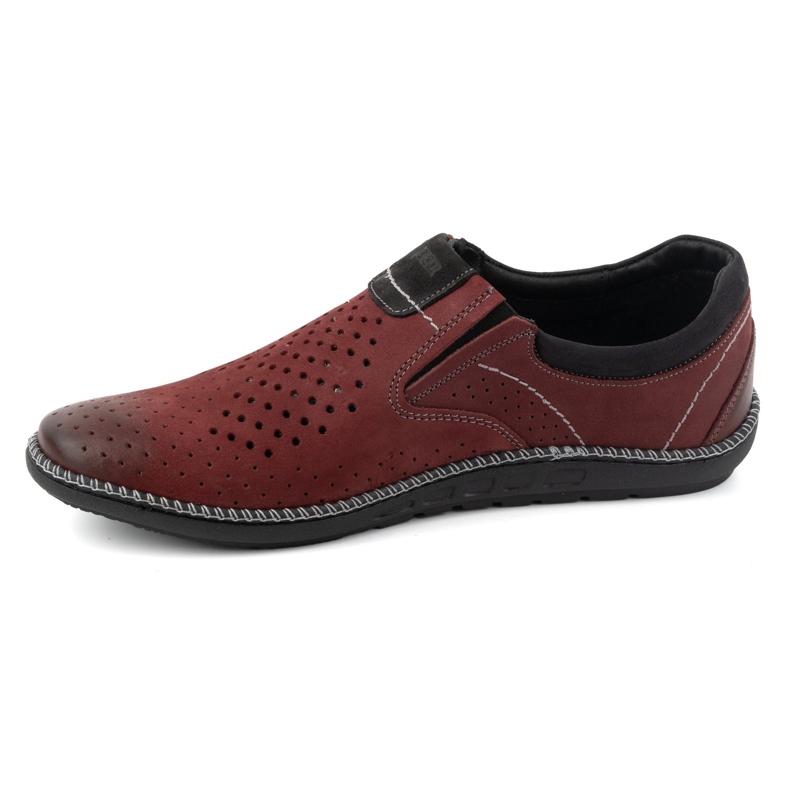 Joker Sapatos masculinos, mocassins de couro 937L, bordô vermelho 1